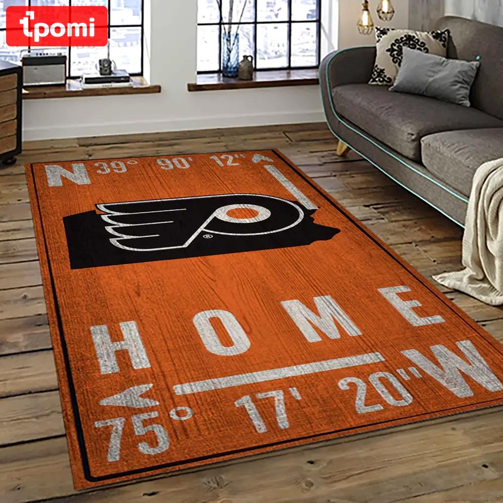 Nhl philadelphia flyers hockey team logo sport carpet rectangle area rug for living room pf14 Rectangle Rug