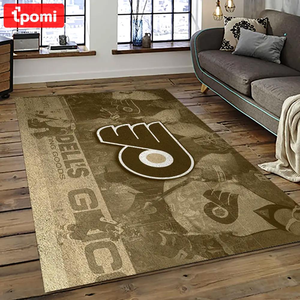 Nhl philadelphia flyers hockey team logo sport carpet rectangle area rug for living room pf25 Rectangle Rug