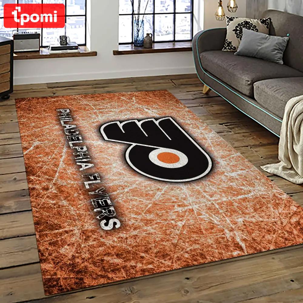Nhl philadelphia flyers hockey team logo sport carpet rectangle area rug for living room pf33 Rectangle Rug