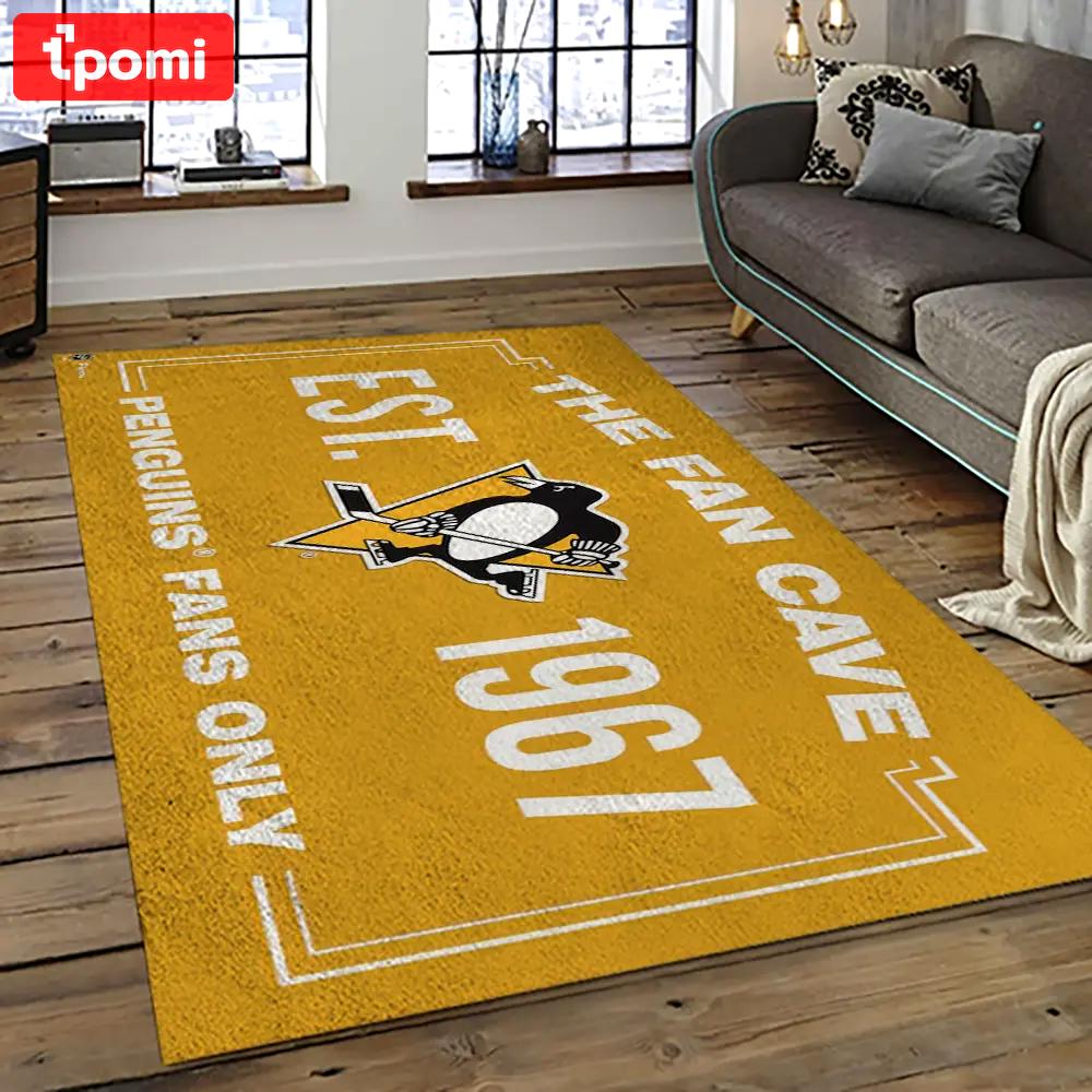 Nhl pittsburgh penguins hockey team logo sport carpet rectangle area rug for living room pp29 Rectangle Rug
