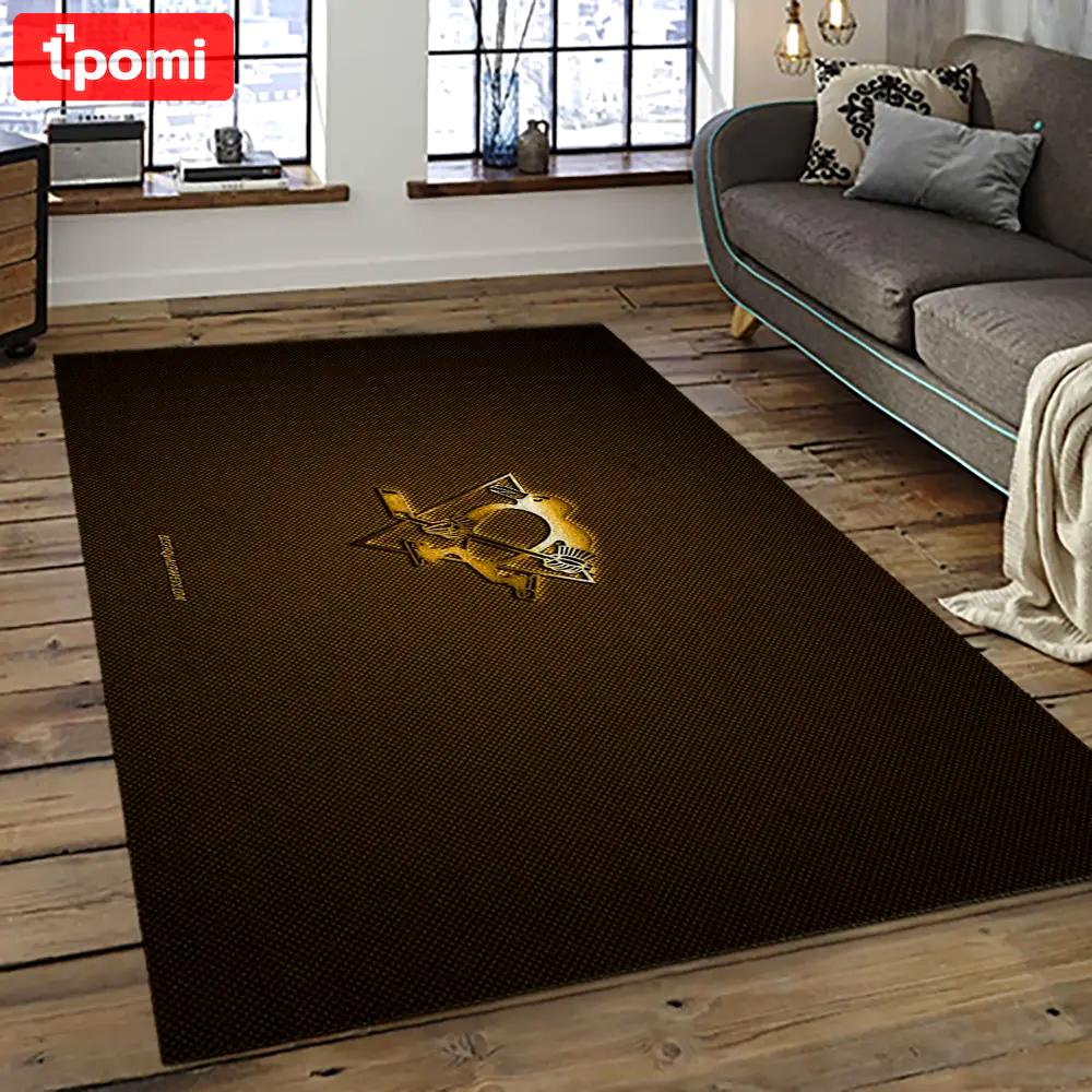 Nhl pittsburgh penguins hockey team logo sport carpet rectangle area rug for living room pp68 Rectangle Rug