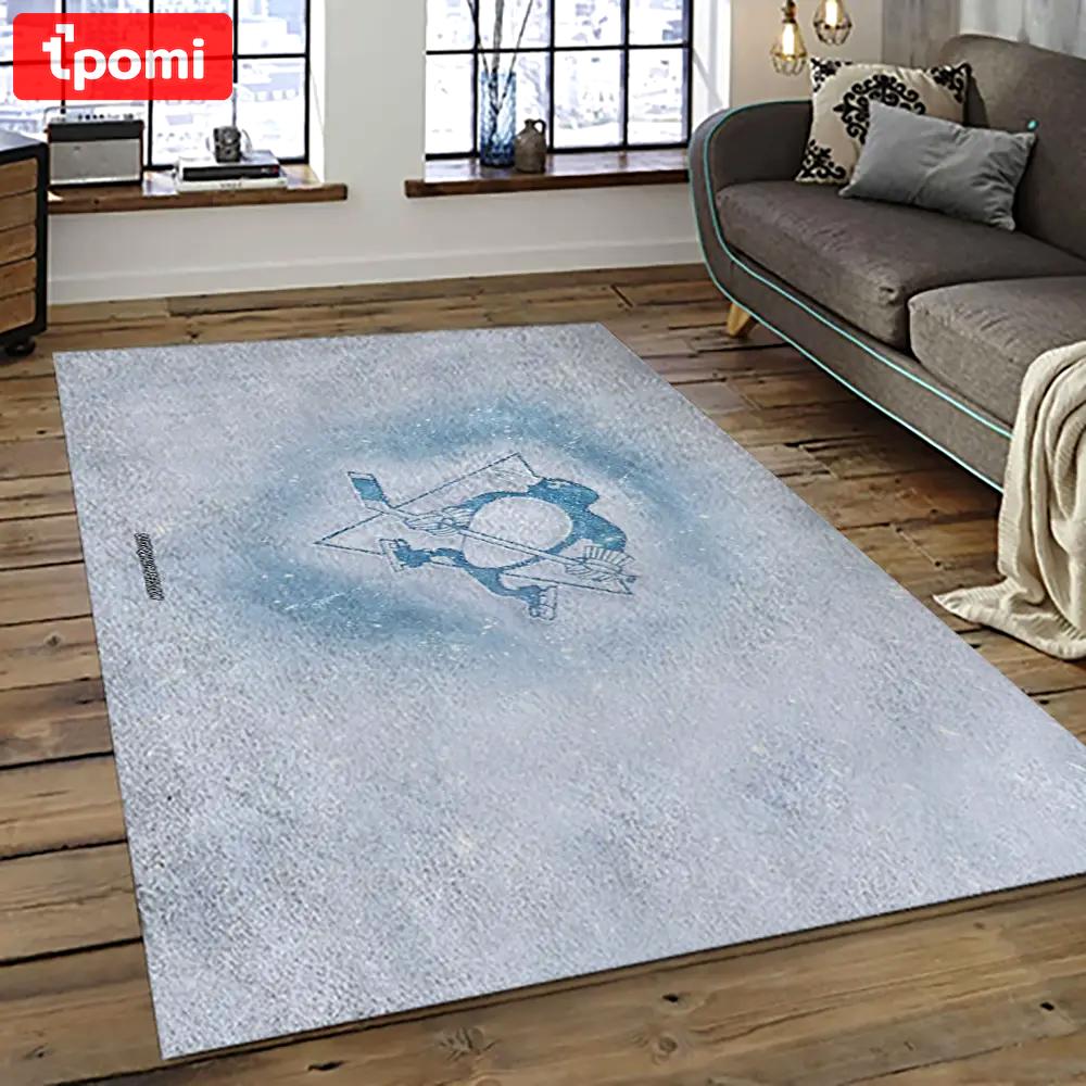 Nhl pittsburgh penguins hockey team logo sport carpet rectangle area rug for living room pp69 Rectangle Rug
