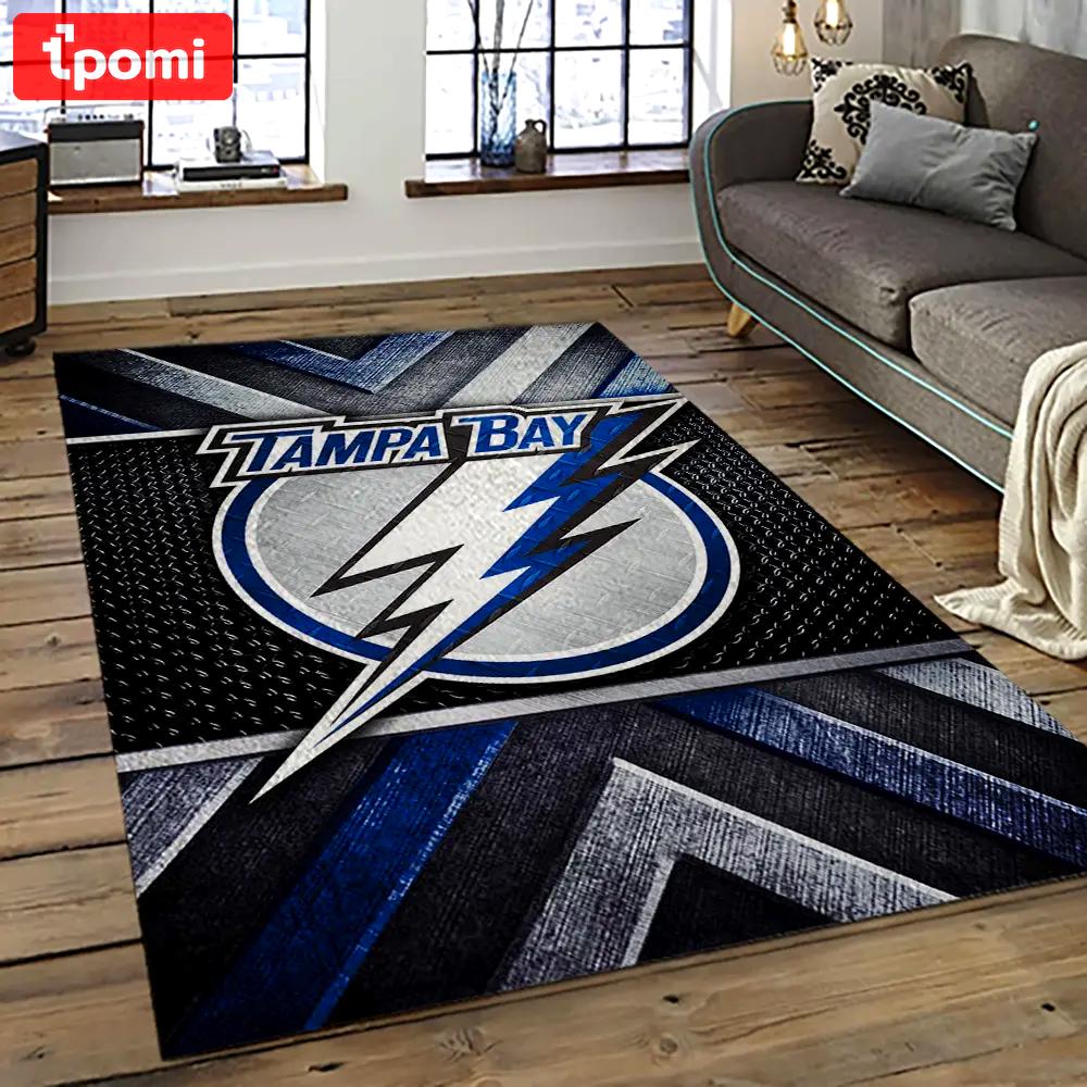 Nhl tampa bay lightning hockey team logo sport carpet rectangle area rug for living room tbl17 Rectangle Rug