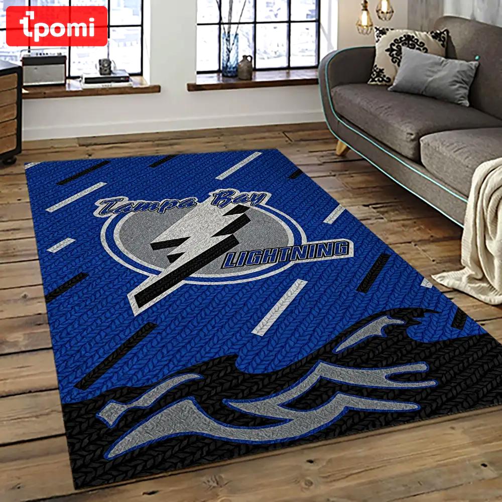 Nhl tampa bay lightning hockey team logo sport carpet rectangle area rug for living room tbl36 Rectangle Rug