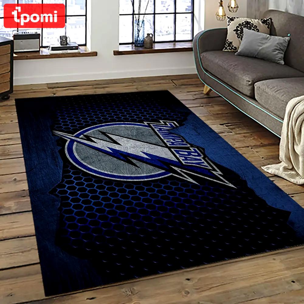 Nhl tampa bay lightning hockey team logo sport carpet rectangle area rug for living room tbl50 Rectangle Rug