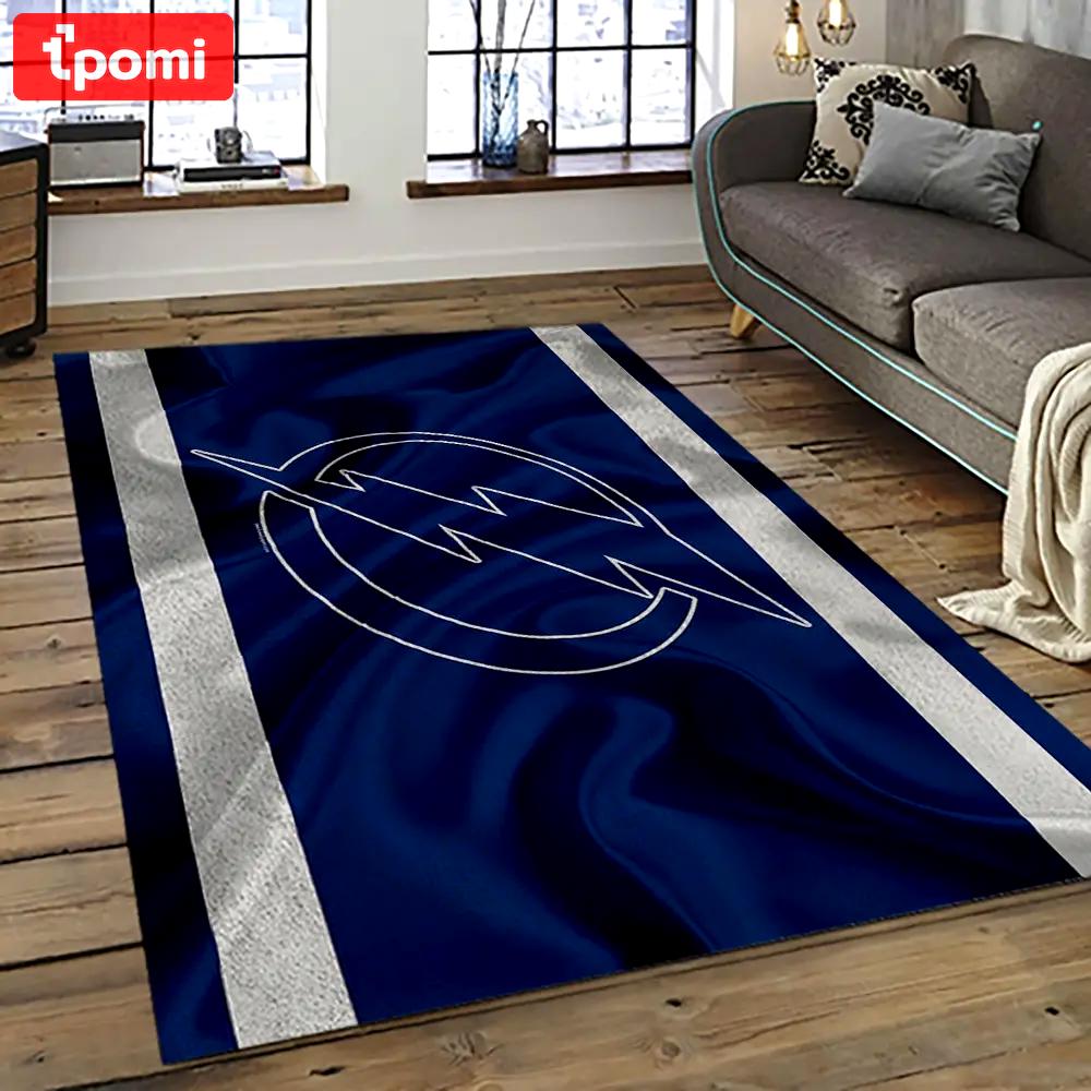 Nhl tampa bay lightning hockey team logo sport carpet rectangle area rug for living room tbl60 Rectangle Rug