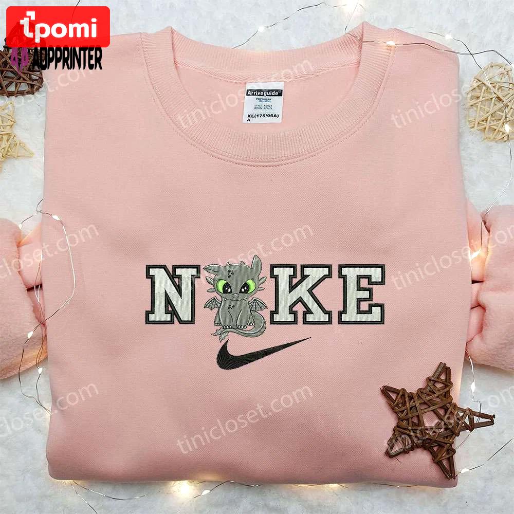 Night fury x nike embroidered shirt – how to train your dragon gifts & nike inspired apparel Embroidered Shirt