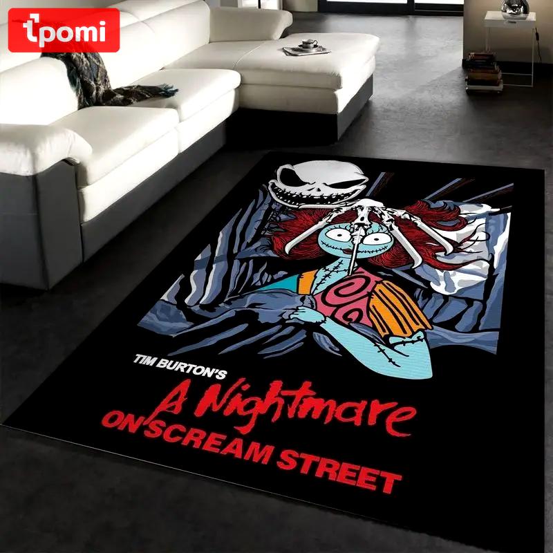 Nightmare on scream street area rug living room and bed room rug rug regtangle carpet floor decor home decor Rectangle Rug