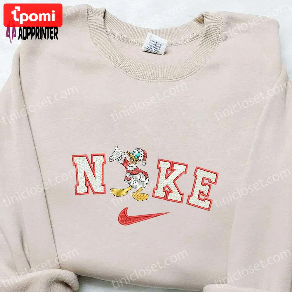 Nike christmas x donald duck embroidered sweatshirt: perfect walt disney shirt for best christmas gift ideas Embroidered Shirt