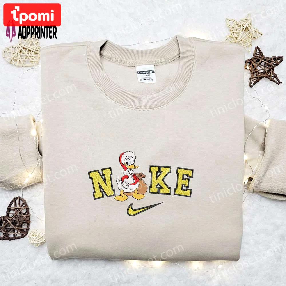 Nike christmas x donald duck santa sweatshirt: disney movie embroidered shirt best gift ideas Embroidered Shirt