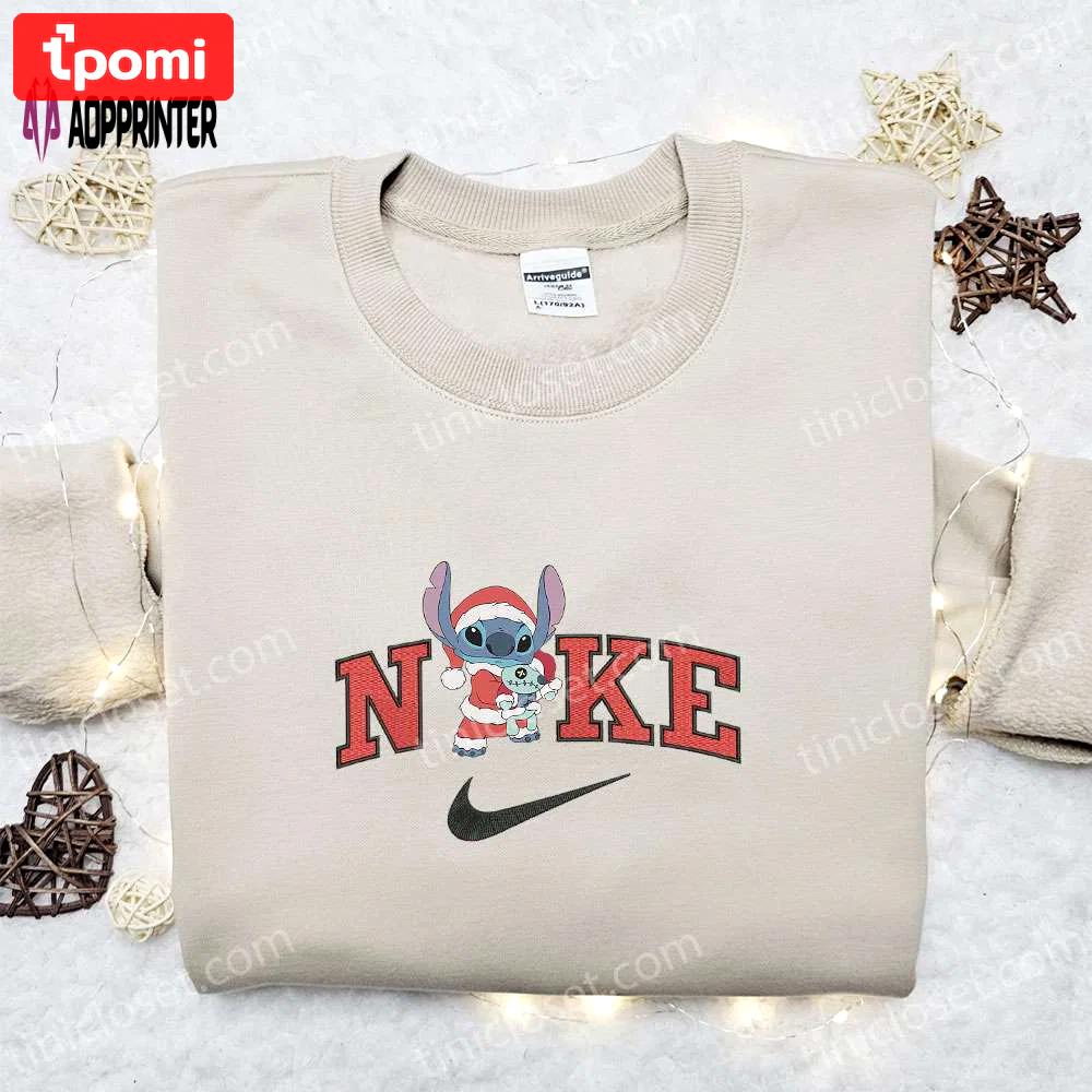 Nike christmas x stitch and scrump xmas hat sweatshirt: movie embroidered shirt best gift ideas Embroidered Shirt