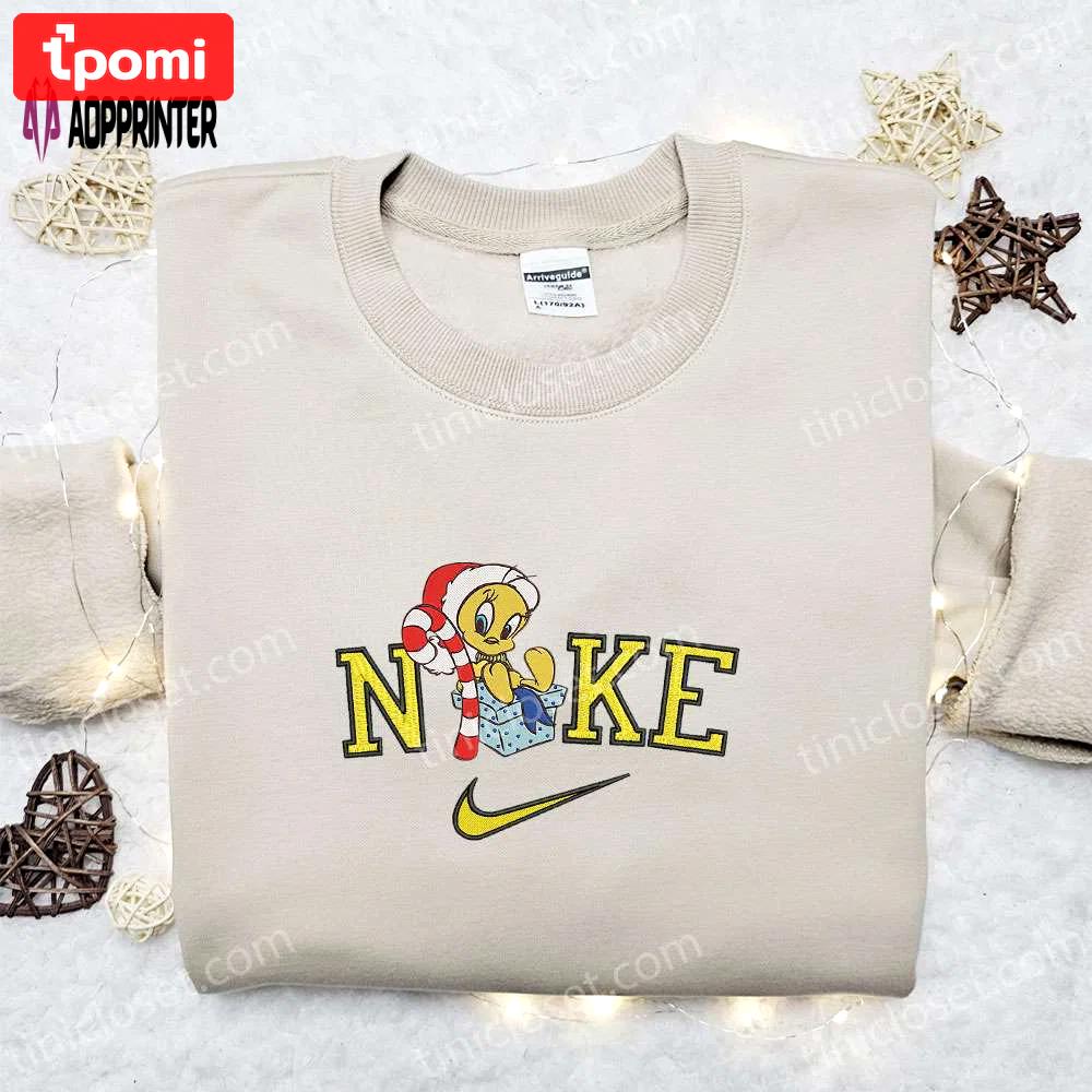 Nike christmas x tweety embroidered sweatshirt movie shirt best gift ideas Embroidered Shirt