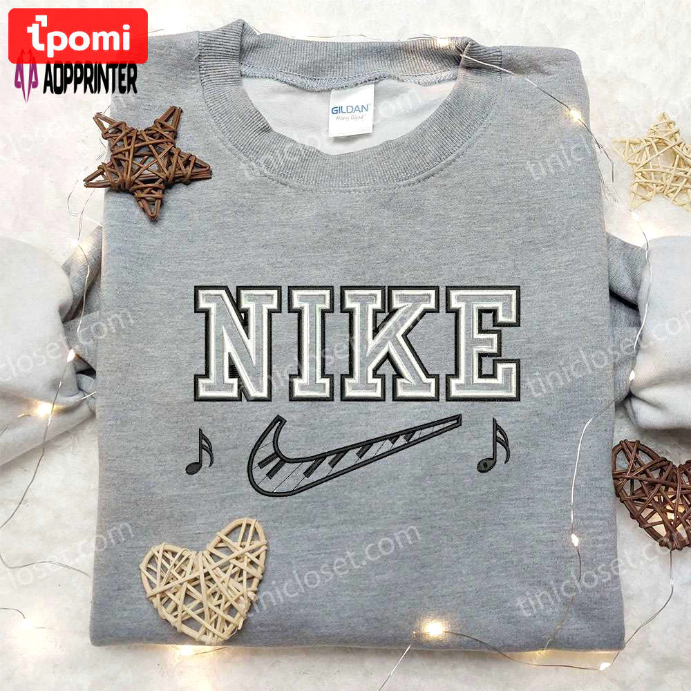 Nike embroidered piano sweatshirt – music inspired shirt Embroidered Shirt