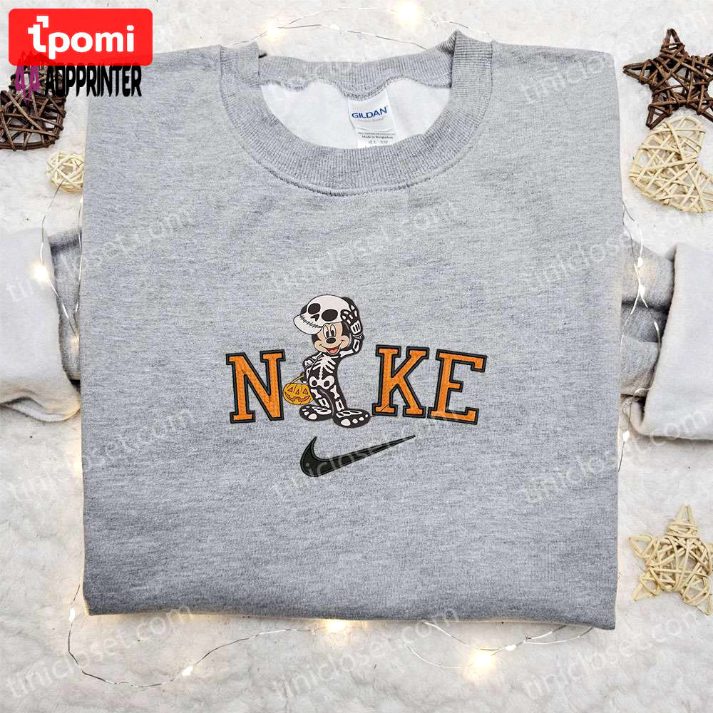 Nike halloween x mickey mouse skeleton embroidered sweatshirt: best halloween gift ideas Embroidered Shirt