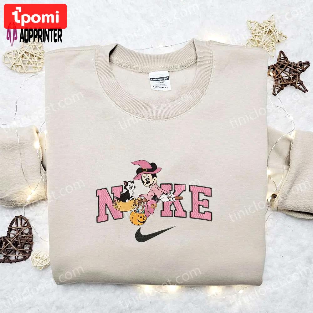 Nike halloween x minnie mouse witch & cat sweatshirt: best halloween gift ideas Embroidered Shirt