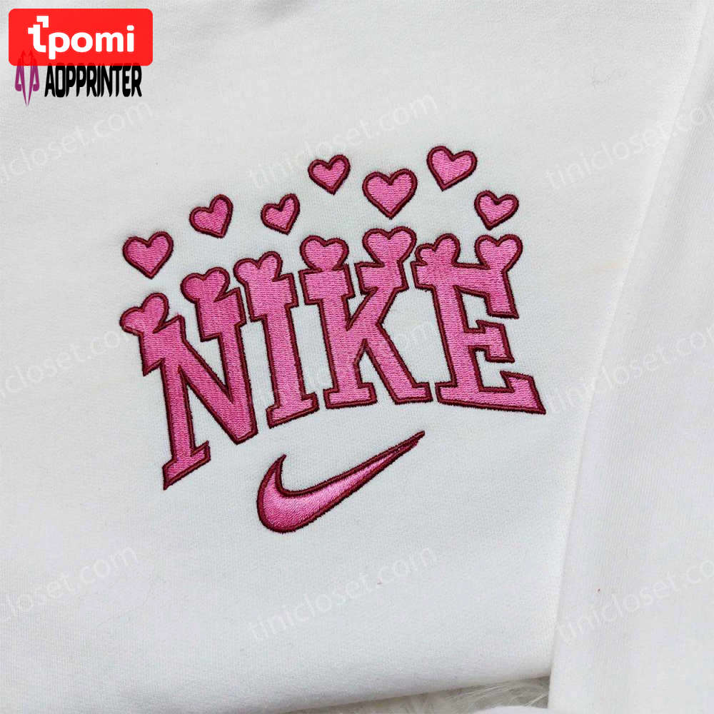 Nike heart love embroidered sweatshirt: best valentine s day gift nike inspired logo shirt Embroidered Shirt