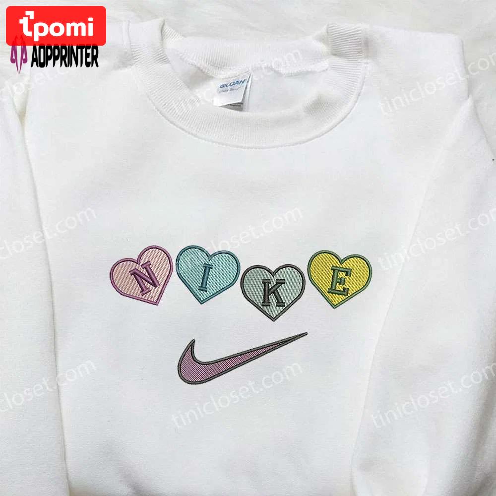 Nike heart love embroidered sweatshirt: perfect valentine’s day gift nike inspired logo shirt Embroidered Shirt