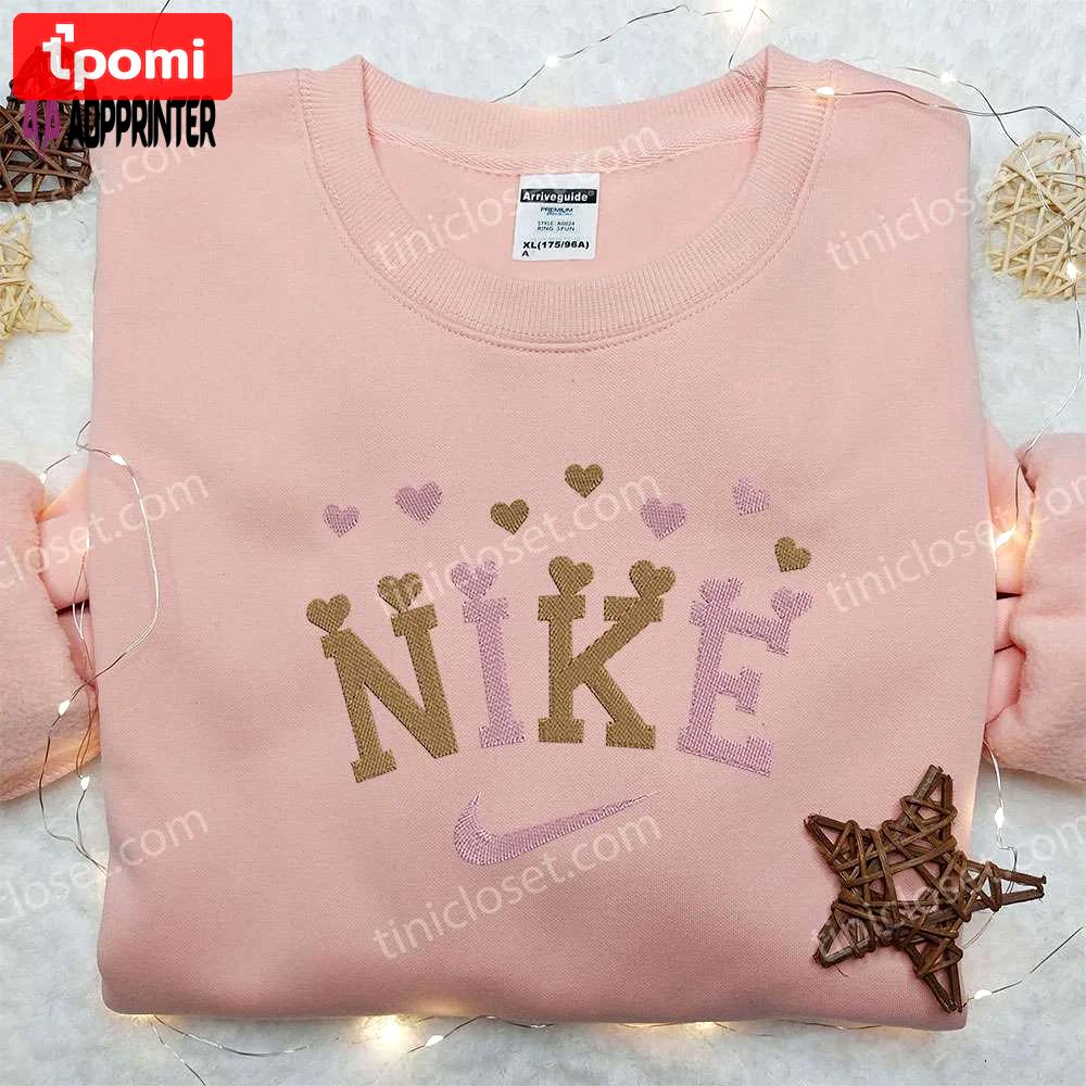 Nike inspired heart love embroidered shirt – best valentine s day gift Embroidered Shirt