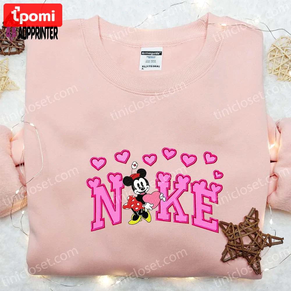 Nike inspired minnie mouse heart cartoon embroidered hoodie: best valentine s day gift ideas Embroidered Shirt