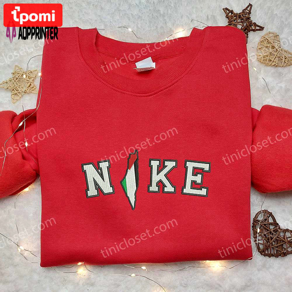 Nike inspired palestine flag embroidered sweatshirt: national day gift ideas Embroidered Shirt
