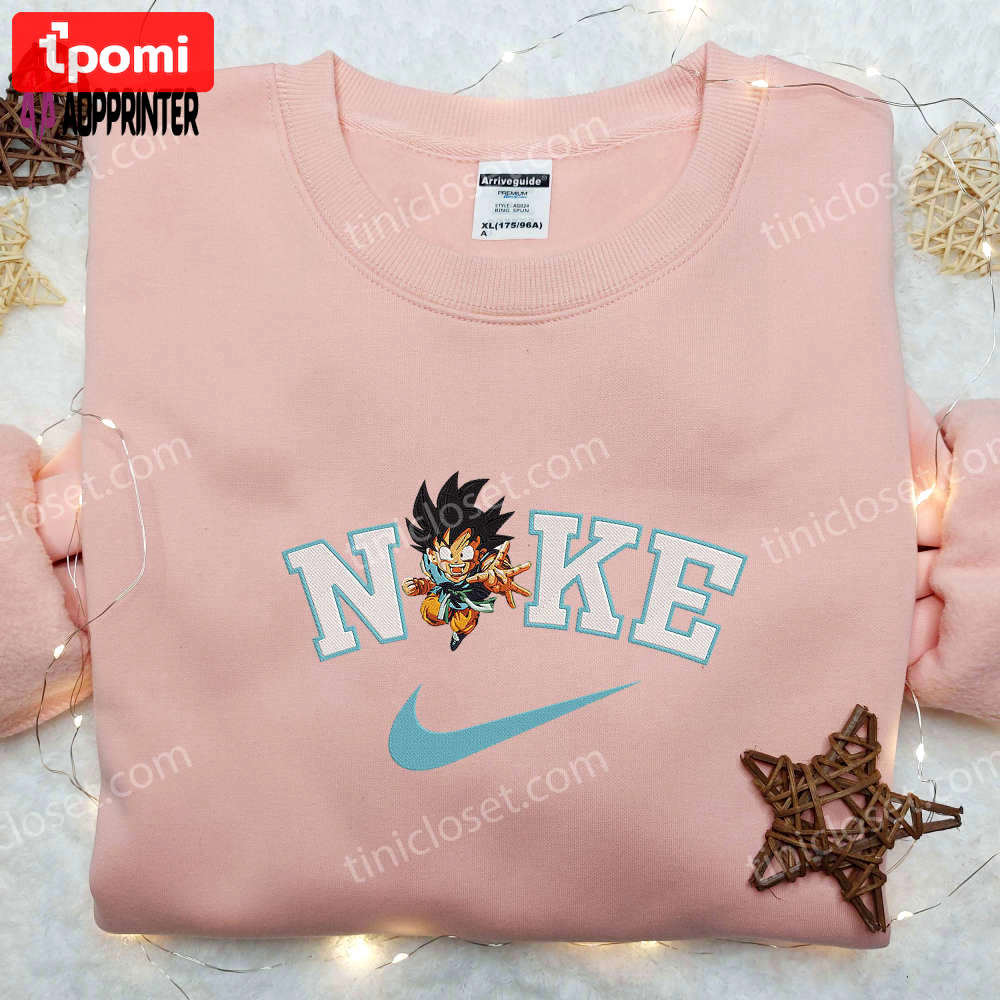 Nike son goku embroidered shirt & dragon ball sweatshirt: anime hoodie for fans Embroidered Shirt