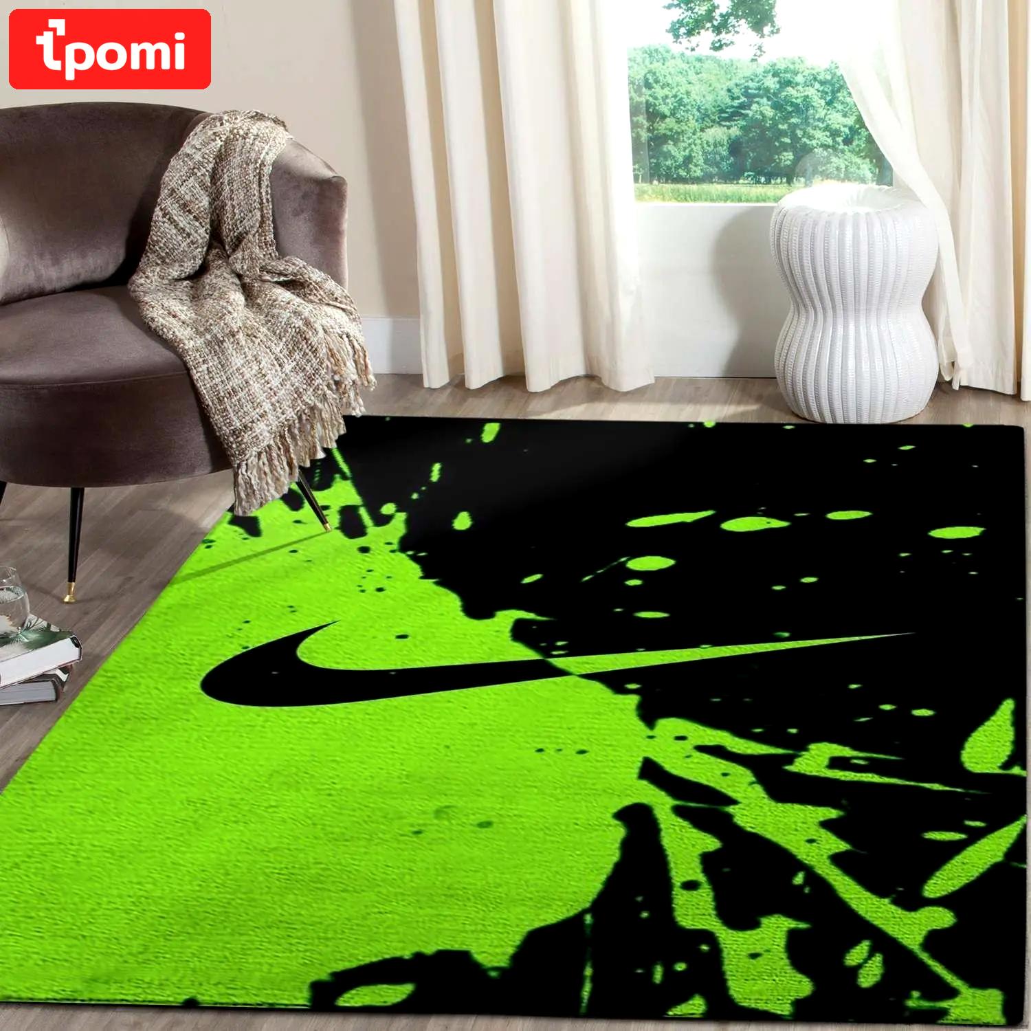 Nike sport logo green area rugs living room carpet fn211204 brands fashion rug regtangle carpet floor decor home decor Rectangle Rug