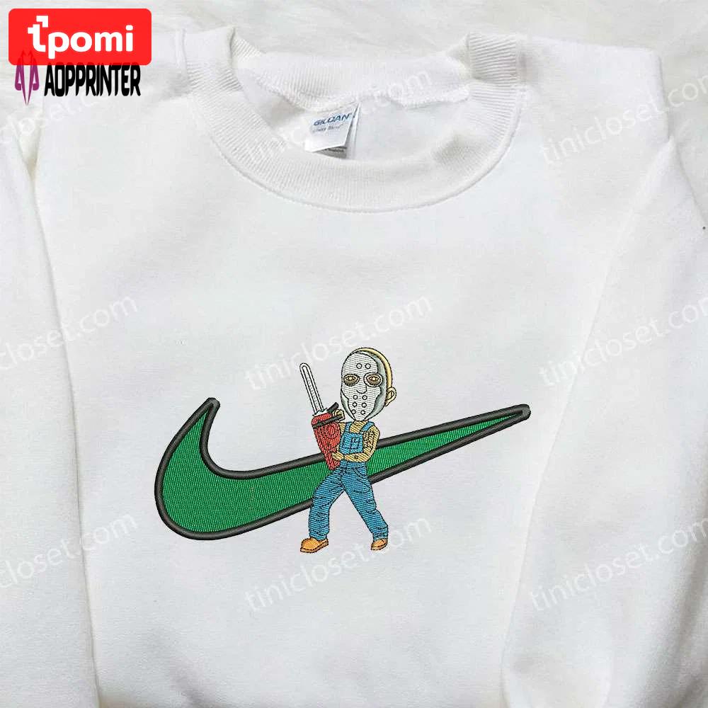 Nike swoosh x jason voorhees embroidered shirt – horror & halloween movie tee Embroidered Shirt
