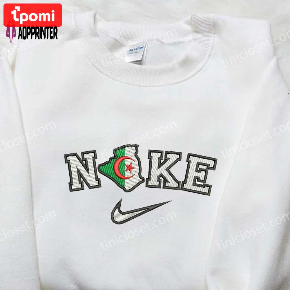 Nike x algeria map embroidered shirt: authentic nike inspired design for a stylish statement Embroidered Shirt