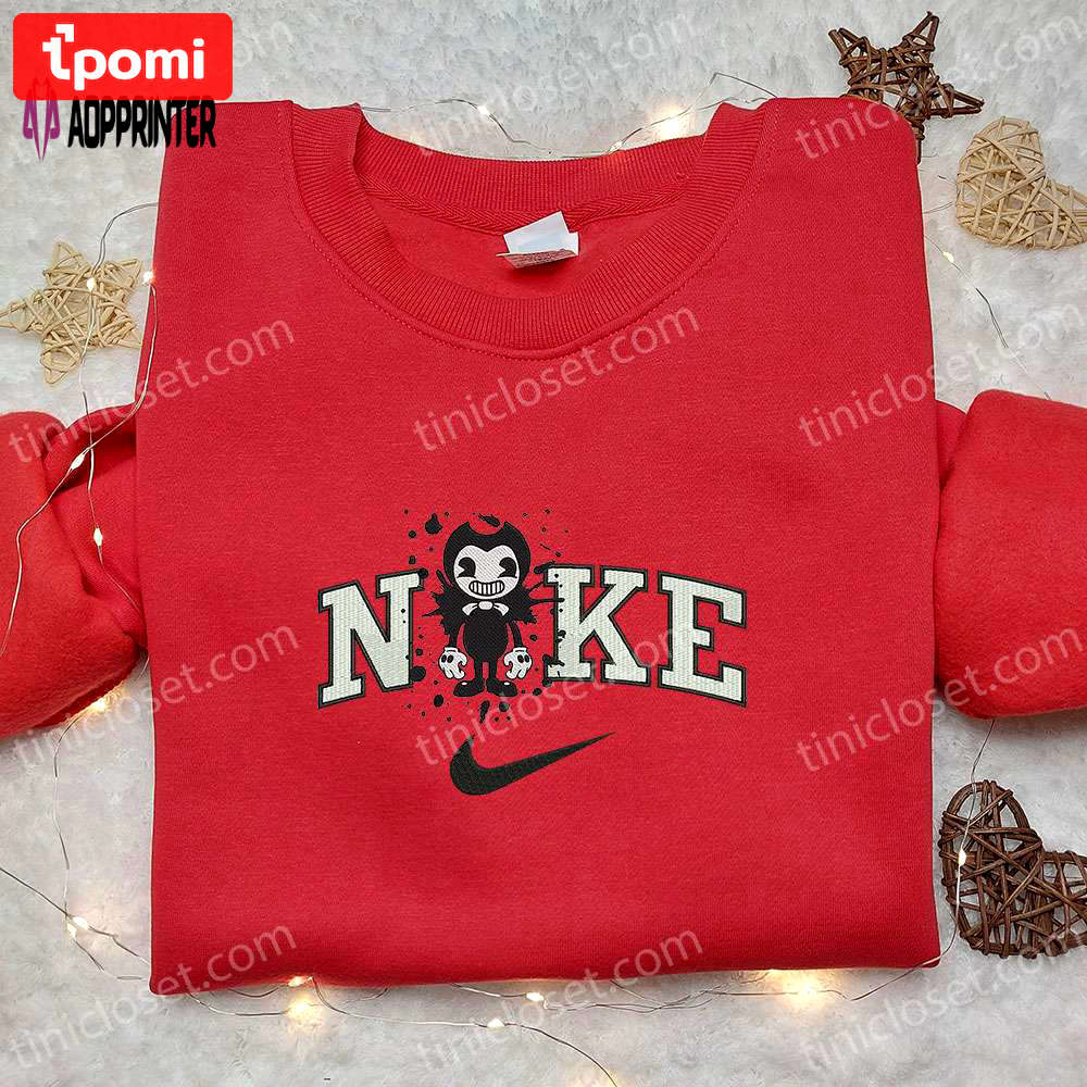 Nike x bendy and the ink machine embroidered hoodie & shirt: spooky halloween clothing Embroidered Shirt