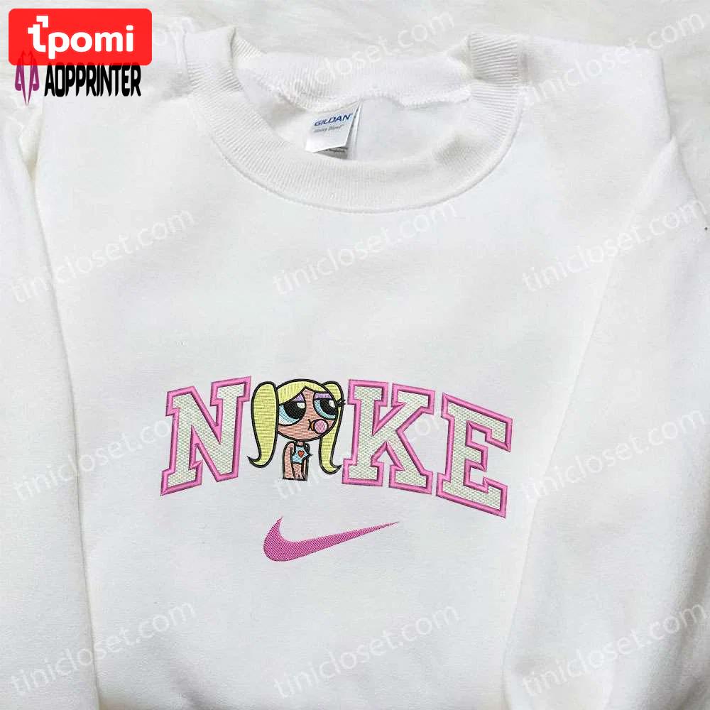 Nike x bubbles cartoon embroidered sweatshirt powerpuff girls inspired shirt nike embroidered t-shirt Embroidered Shirt