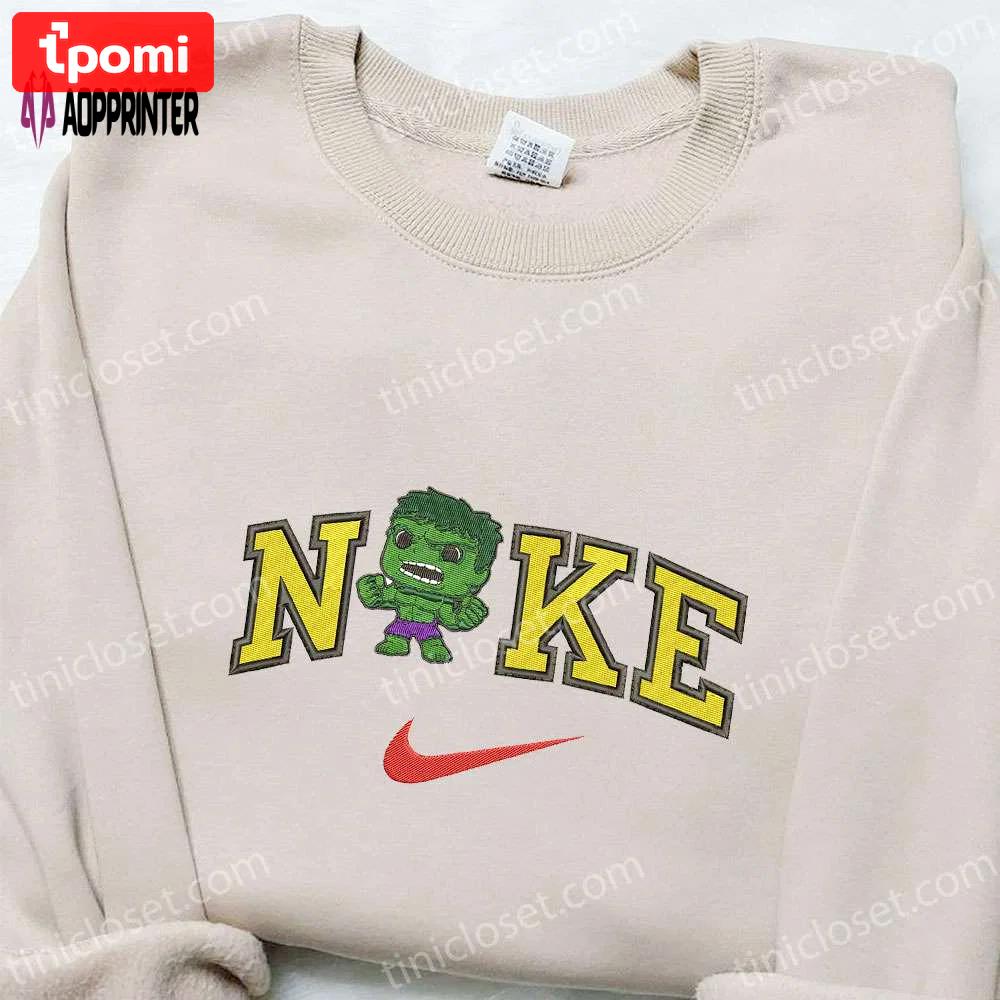 Nike x chibi hulk embroidered shirt: marvel comics t-shirt perfect family gift Embroidered Shirt