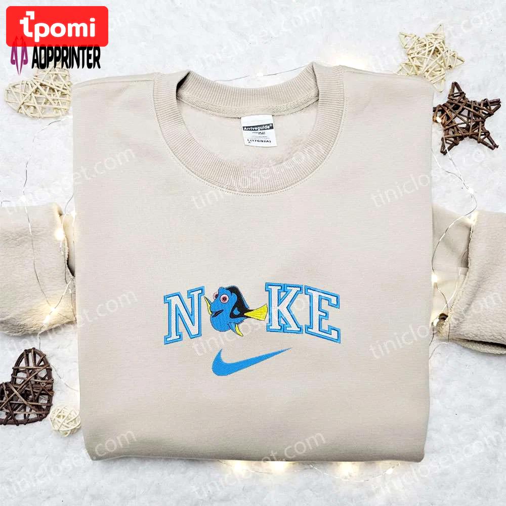 Nike x dory embroidered t-shirt: finding nemo disney design custom nike tee Embroidered Shirt