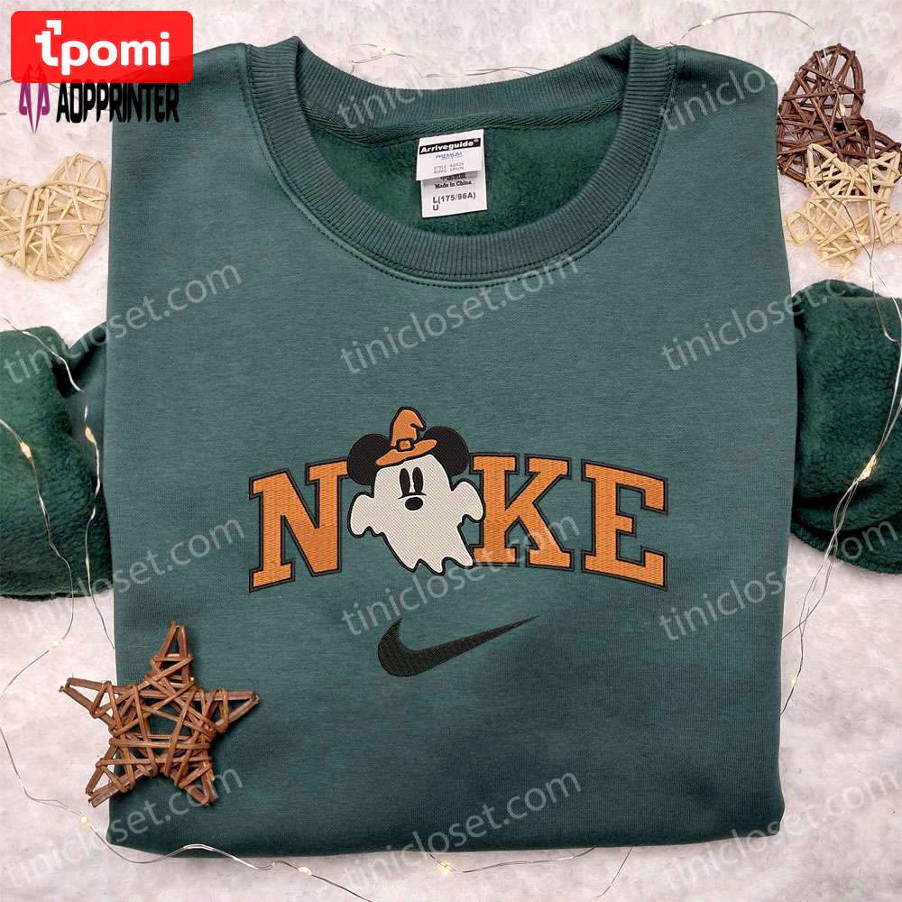 Nike x ghost mickey mouse embroidered shirt: disney halloween inspired tee Embroidered Shirt