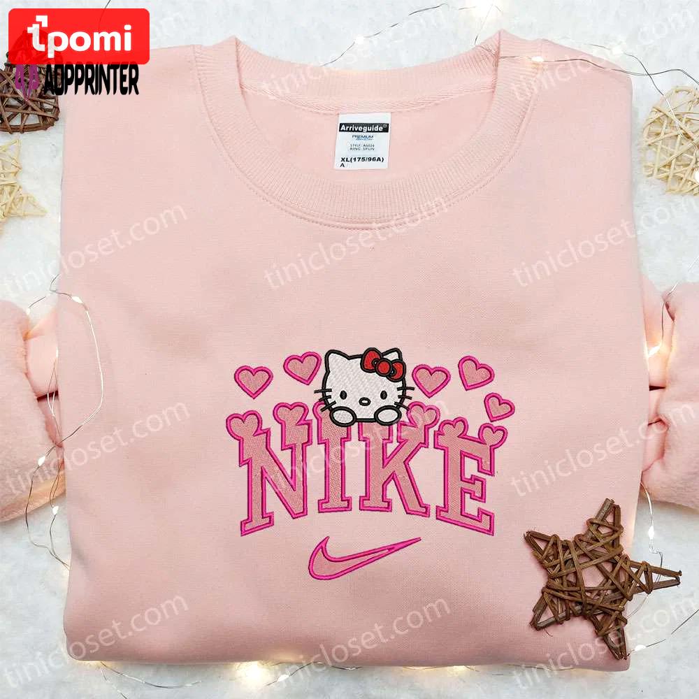 Nike x hello kitty hearts embroidered sweatshirt – valentine shirt nike inspired t-shirt Embroidered Shirt