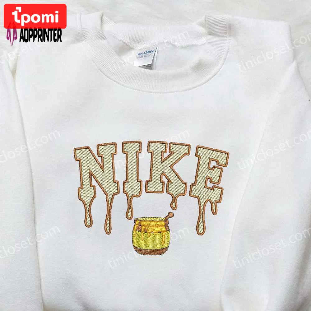 Nike x honey bottle embroidered shirt: custom nike inspired gift for family Embroidered Shirt