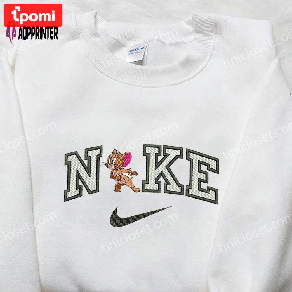 Nike x jerry embroidered shirt – cartoon & nike inspired stylish design Embroidered Shirt