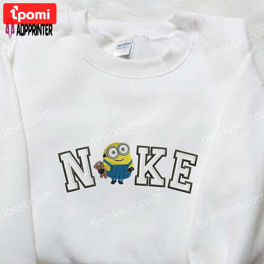 Nike x king bob minion embroidered shirt – fun minion cartoon design with nike inspiration Embroidered Shirt