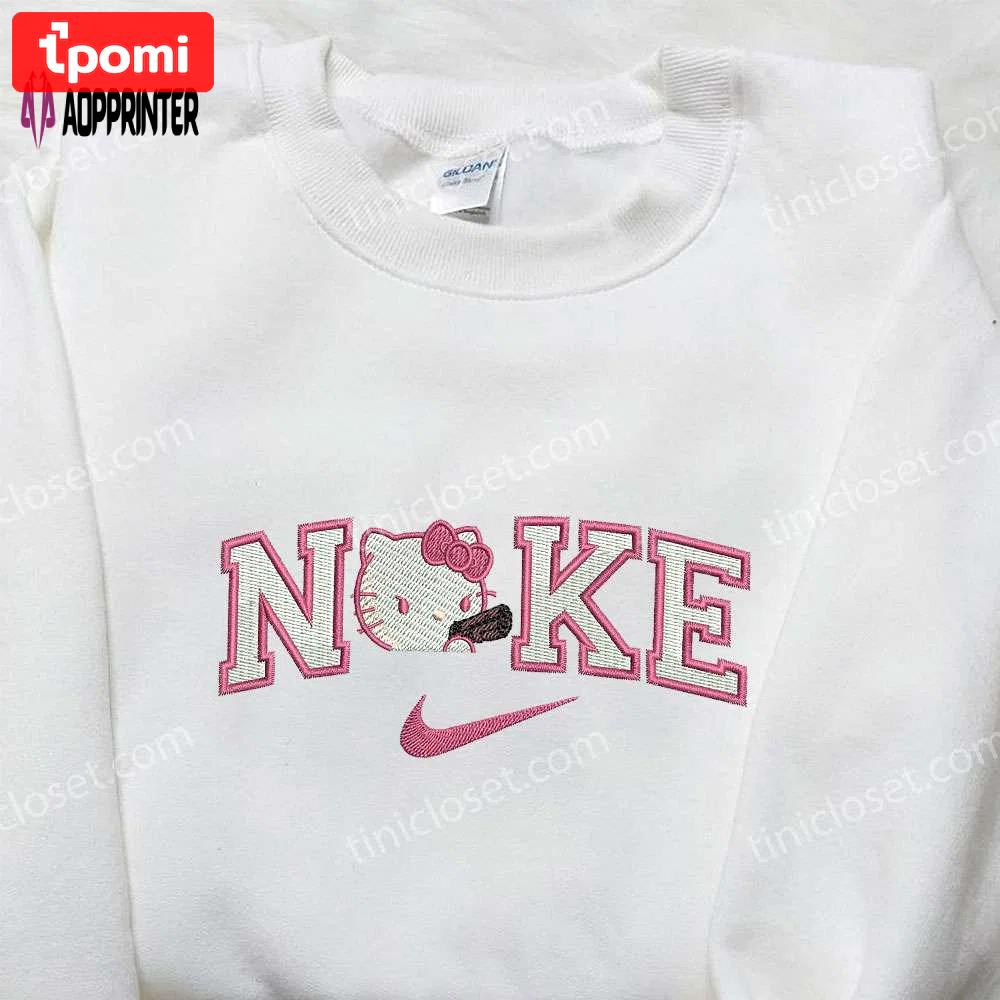 Nike x kitty embroidered shirt: unique nike inspired design perfect family gift Embroidered Shirt