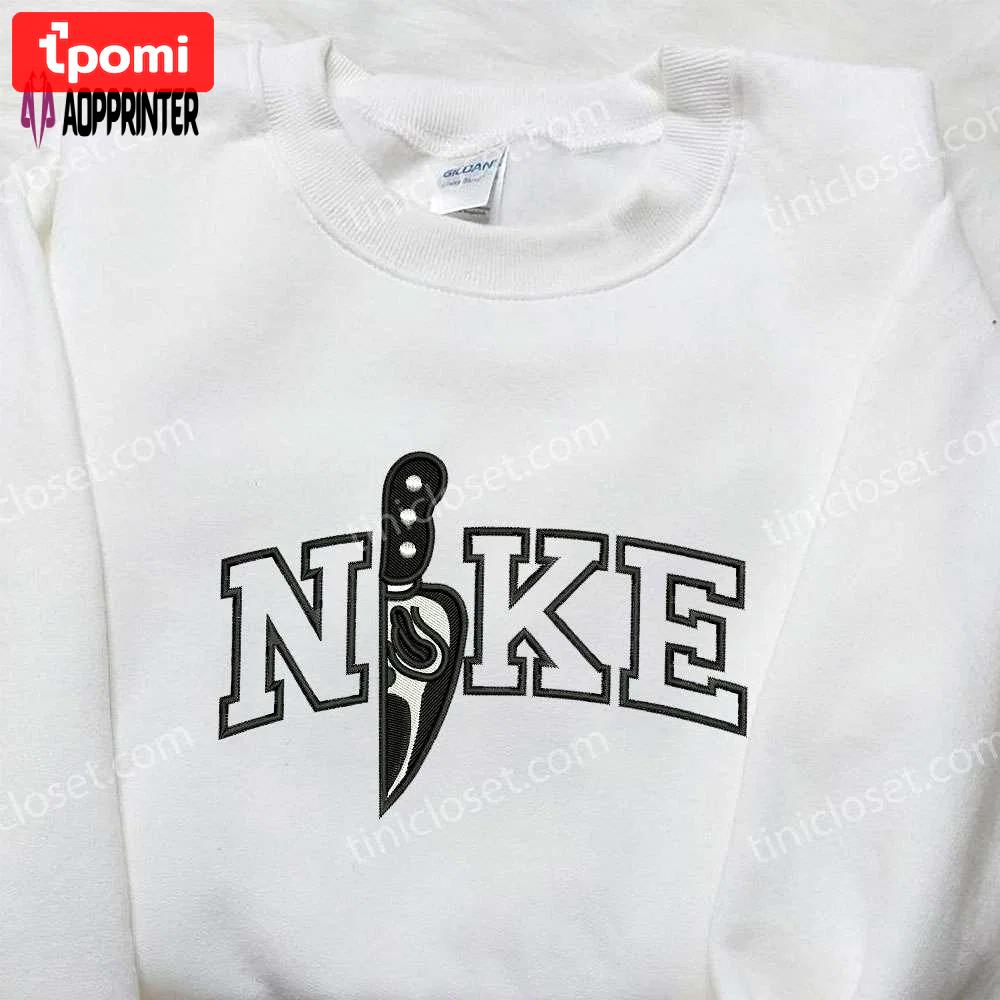 Nike x knife halloween embroidered shirt: spooky & stylish nike-inspired design Embroidered Shirt
