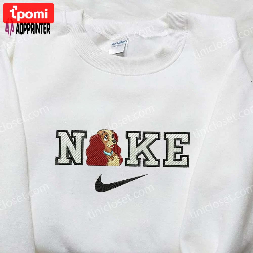 Nike x lady dog embroidered shirt: lady and the tramp cartoon tee Embroidered Shirt