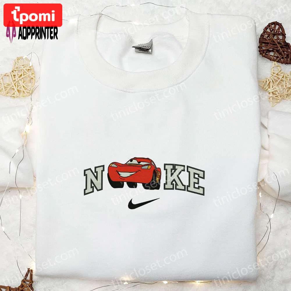 Nike x lightning mcqueen embroidered shirt: disney characters sweatshirt & inspired hoodie Embroidered Shirt