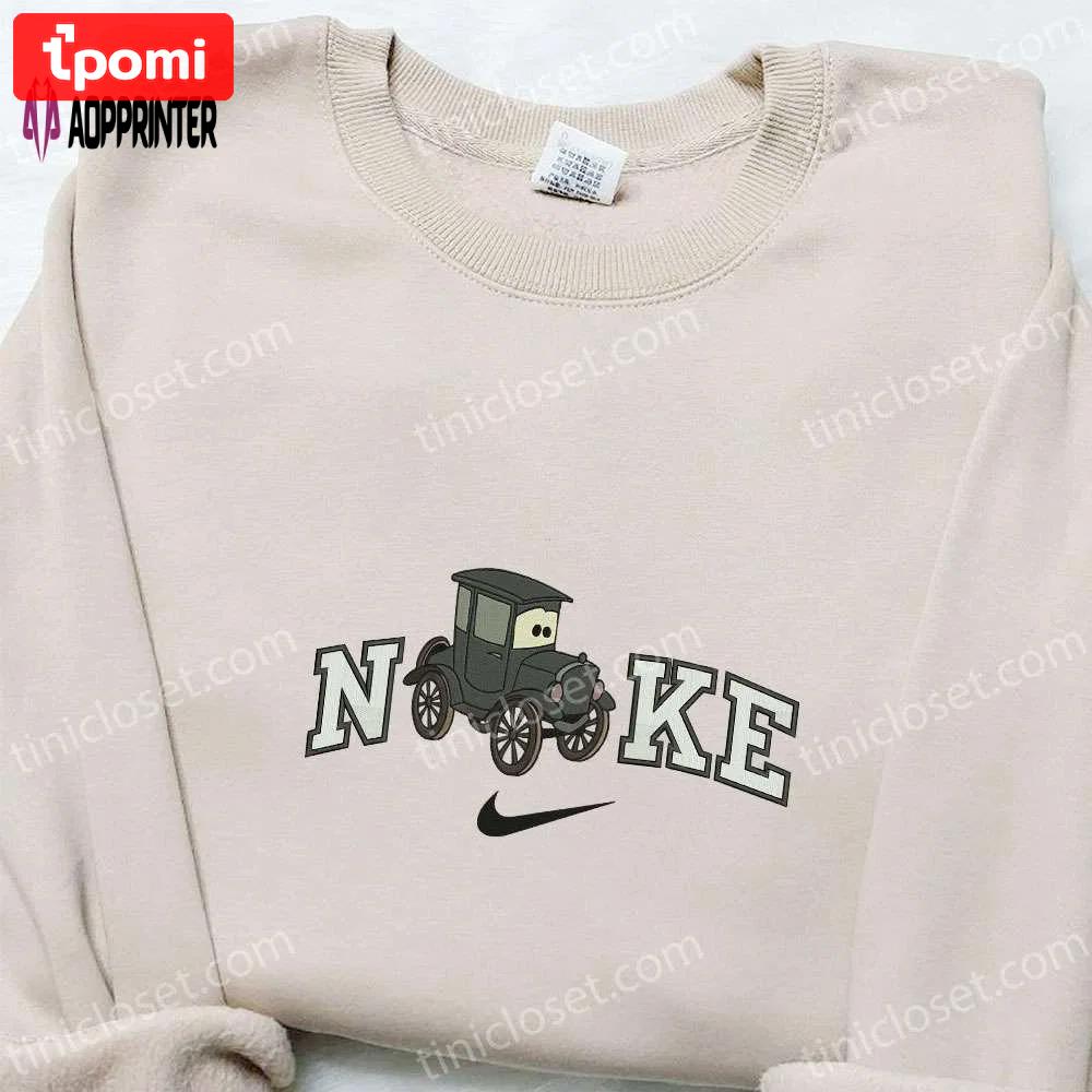 Nike x lizzie cars disney embroidered sweatshirt: cartoon hoodie & inspired t-shirt Embroidered Shirt
