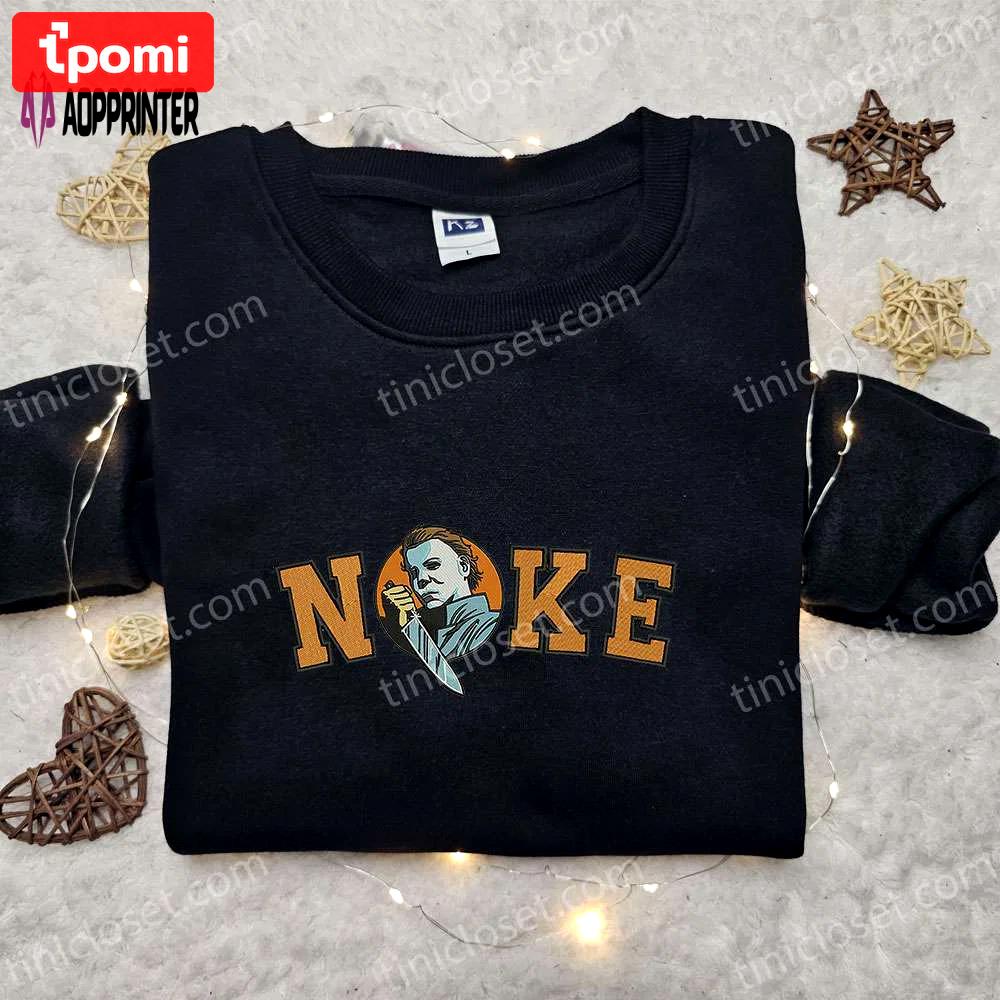 Nike x michael myers embroidered shirt: horror movie-inspired & stylish nike tee Embroidered Shirt