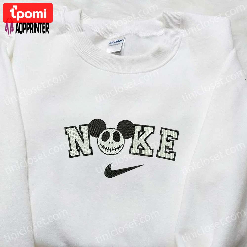 Nike x mickey jack skellington embroidered shirt: disney halloween inspired tee Embroidered Shirt