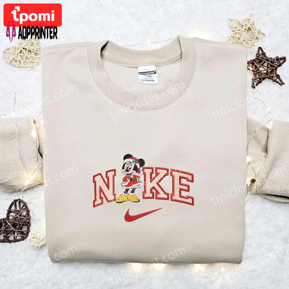 Nike x minnie mouse christmas embroidered sweatshirt: best walt disney shirt for unique christmas gift ideas Embroidered Shirt