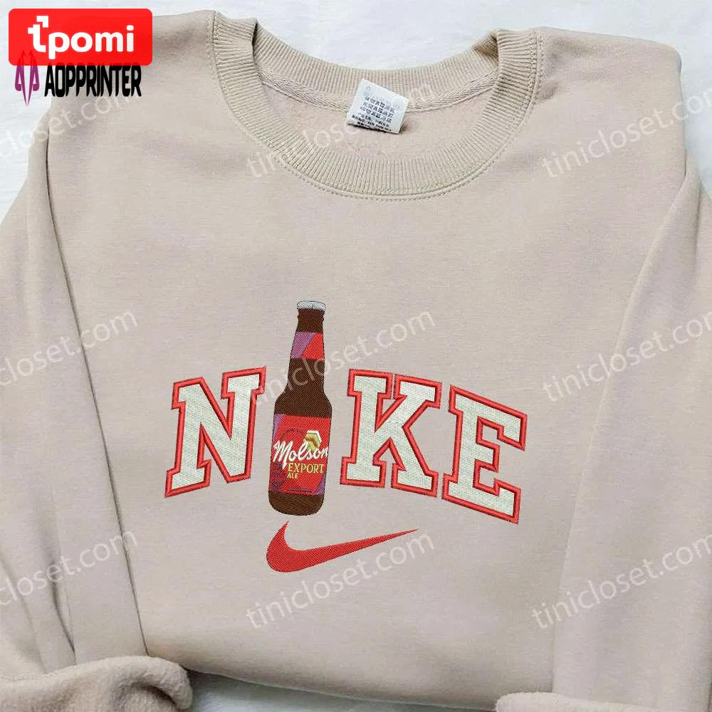 Nike x molson export beer & food embroidered shirt: stylish nike inspired design Embroidered Shirt