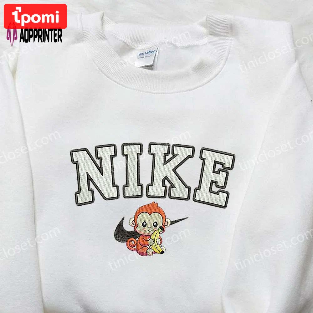 Nike x monkey embroidered shirt: animal inspired nike shirt Embroidered Shirt