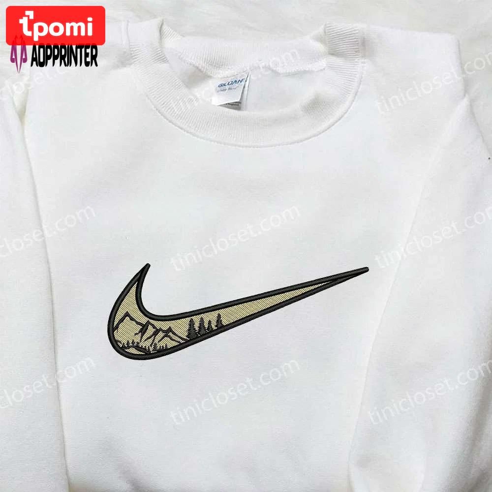 Nike x mountain scenery embroidered shirt: nature-inspired nike shirt Embroidered Shirt