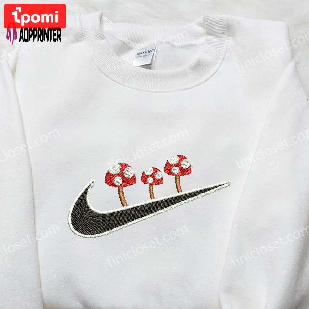 Nike x mushroom embroidered sweatshirt nature hoodie & t-shirt: inspired nike apparel with intricate embroidery Embroidered Shirt