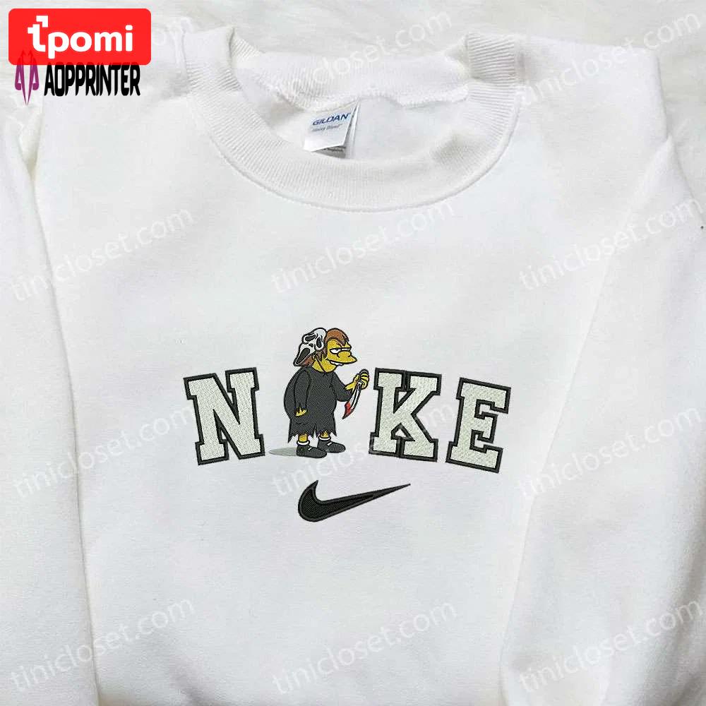 Nike x nelson munts halloween & the simpsons embroidered shirt – nike inspired design Embroidered Shirt